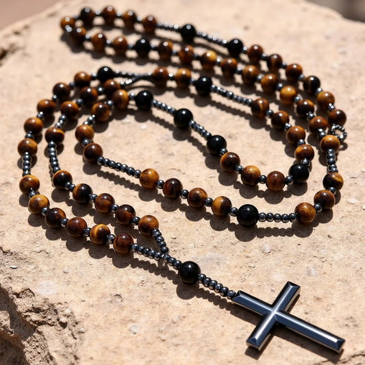 Naszyjnik różańca Ochrona z tygrysiego oka