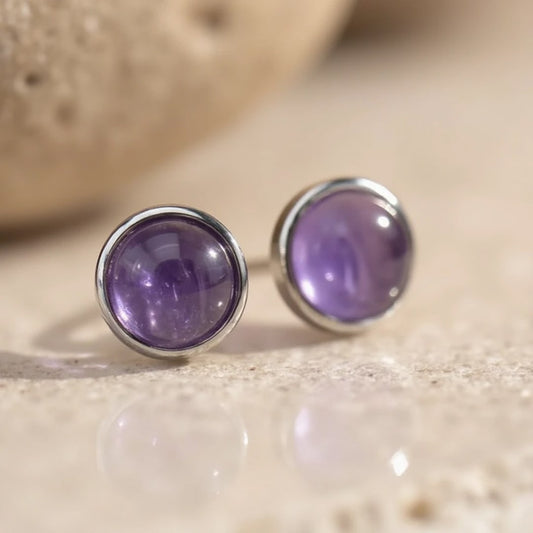 Kolczyki sztyfty z ametystem i srebrem