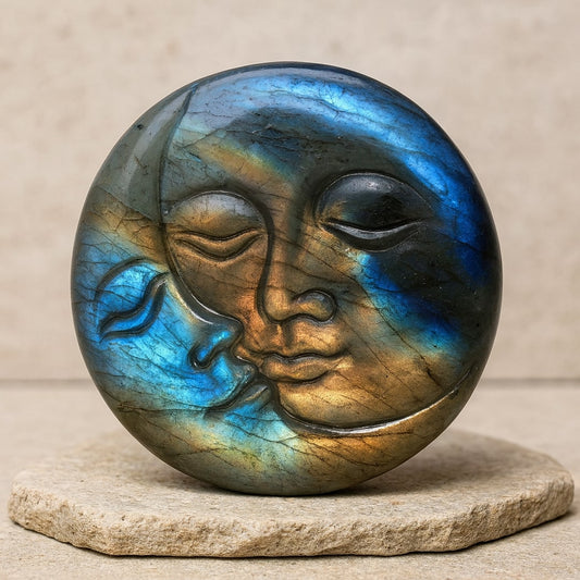 Amulet Słońce i Księżyc Zjednoczone z Labradorytem