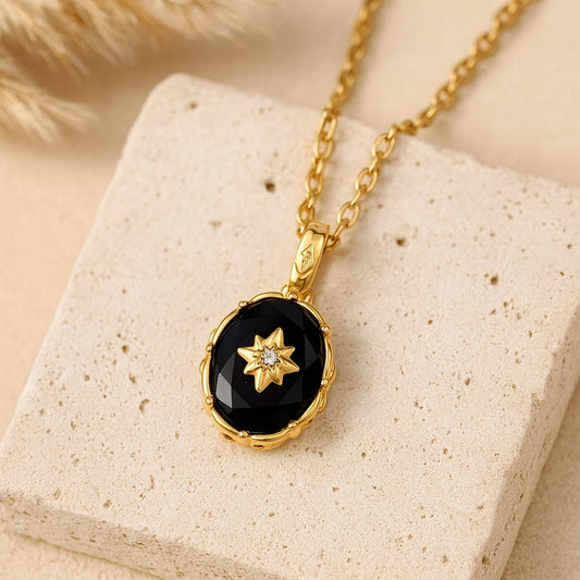 Wisiorek Tajemnica Nocna z czarnego agatu